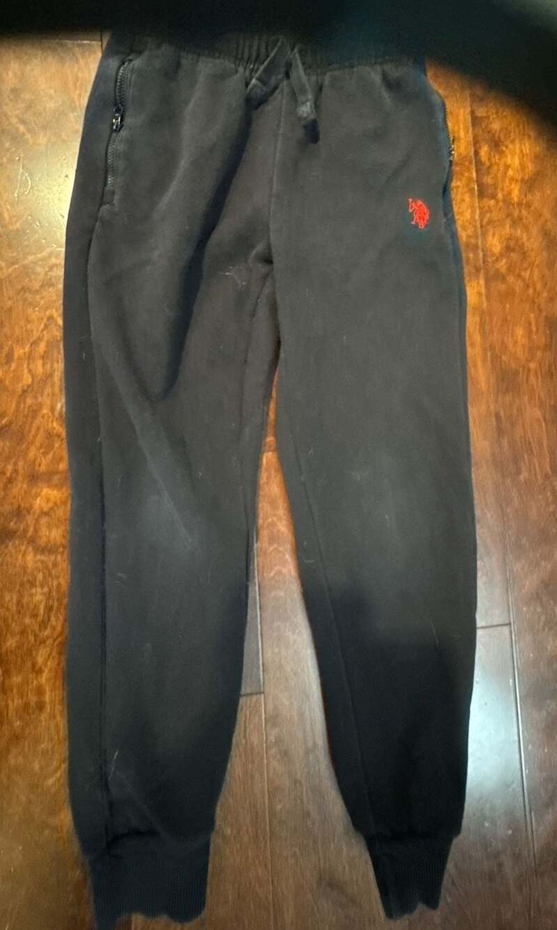 U.S. Polo Assn. Youth Fleece Jogger Pant Black Size M with Zip Pocket